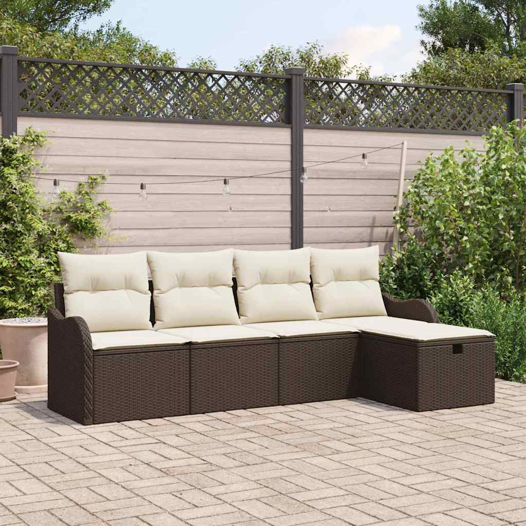 Garten-Sofa-Set 5 pcs Braun und Creme 231 x 117 x 85 cm